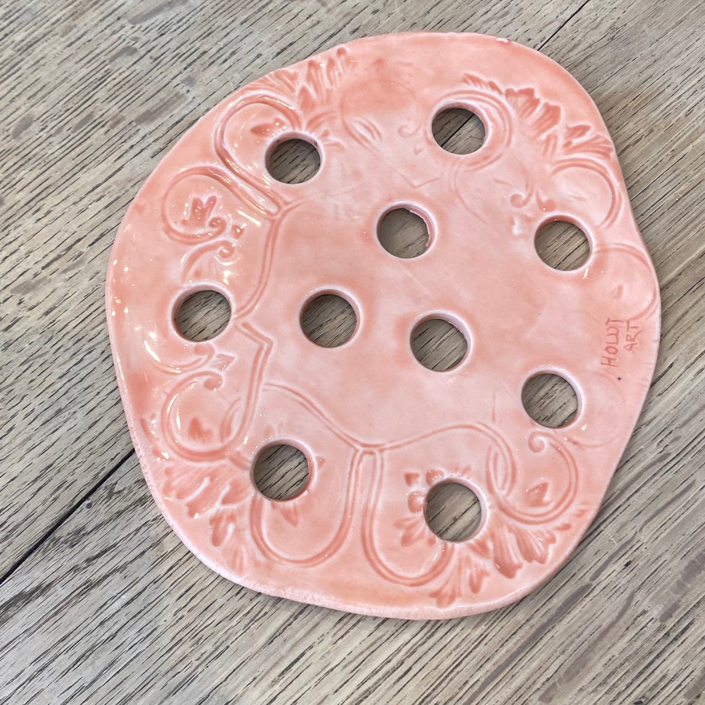 Porcelænsplade/blomsterholder