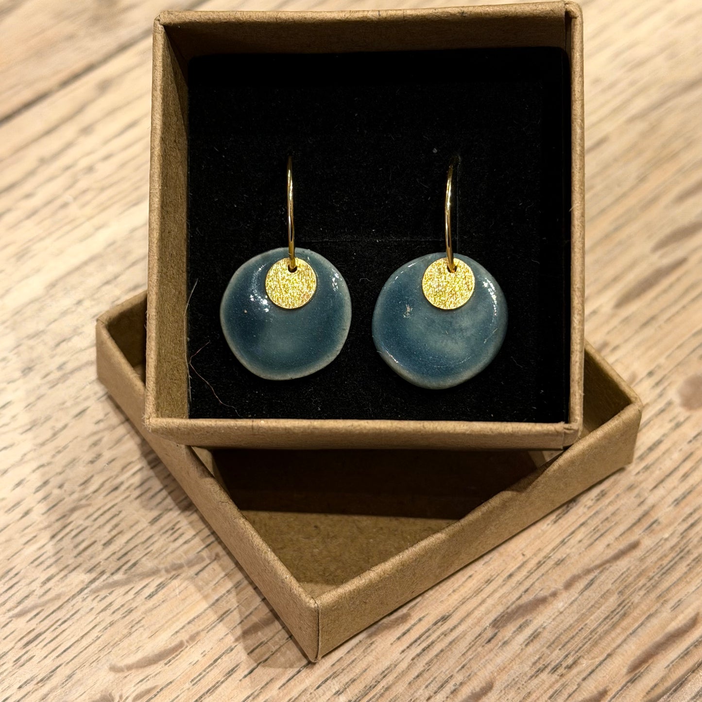 Unikke øreringe, mørk petrolblå