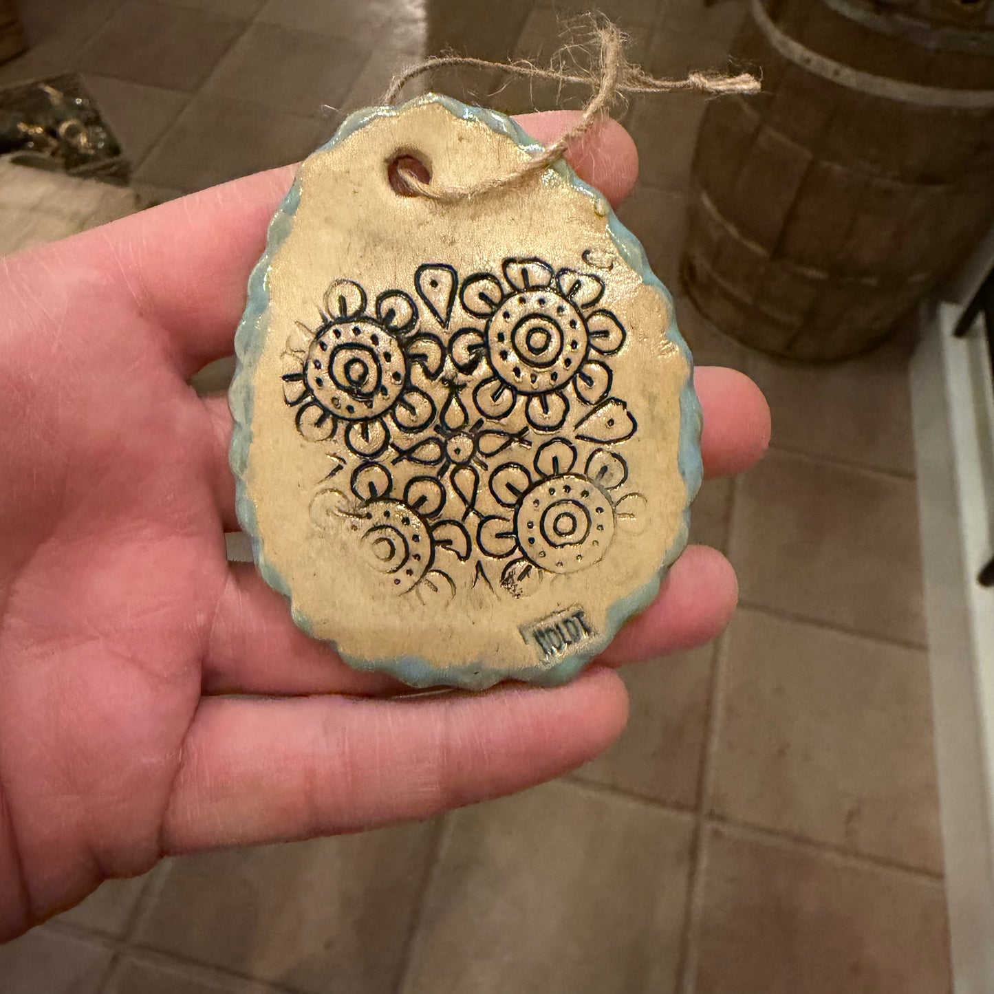 Ophæng, påskeæg med mønster, lys blå