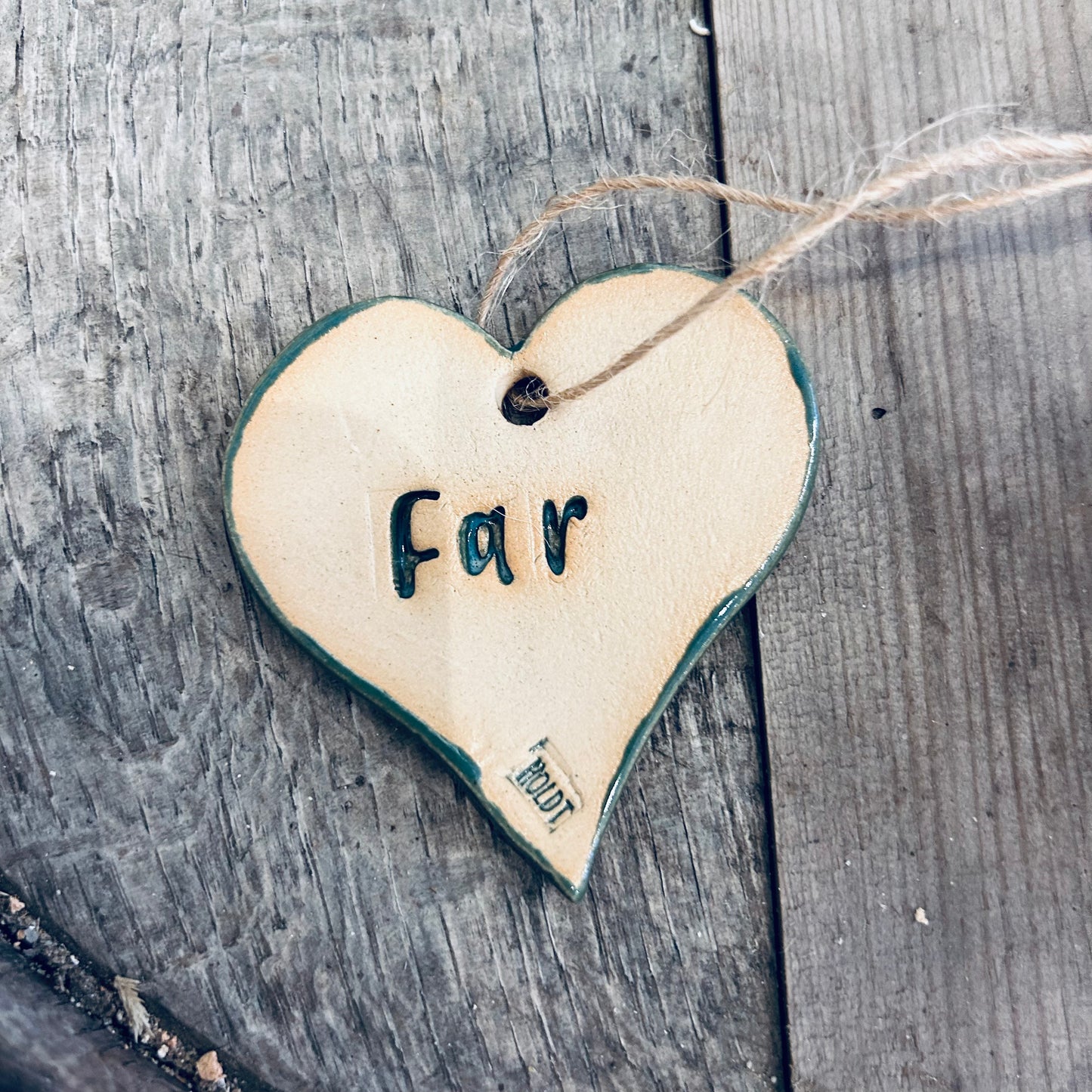 Ophæng, hjerte med tekst ‘far’