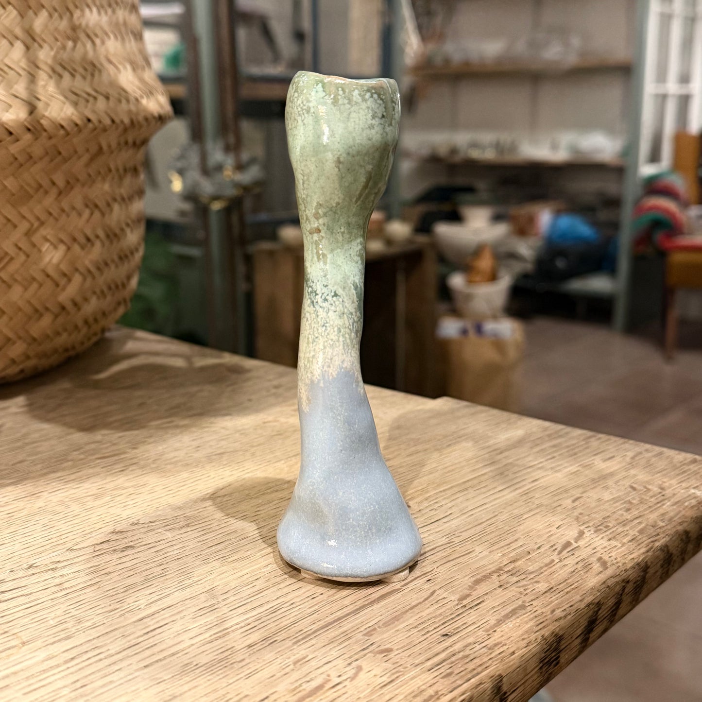 Lysestage, blå/grøn