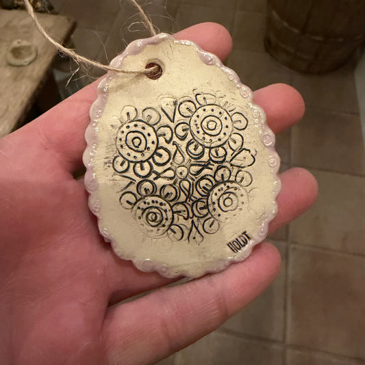 Ophæng, påskeæg med mønster, lys lilla