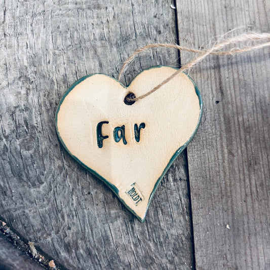 Ophæng, hjerte med tekst ‘far’